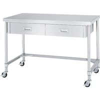 シンコー シンコー ステンレス(SUS304)作業台片面引出付三方枠キャスター付 φ100ウレタン車 750×450×800 WDTNC7545U100 1台