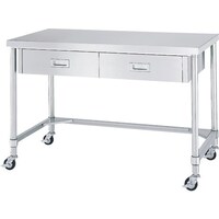 シンコー シンコー ステンレス(SUS304)作業台片面引出付三方枠キャスター付 φ100ウレタン車 600×600×800 WDTNC6060U100 1台