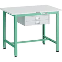 トラスコ中山 TRUSCO 軽荷重作業台(300kg)AE型 900X600XH740 薄型2段引出し付 ヤンググリーン色 AE0960UDC2YG 1台