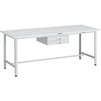 トラスコ中山 TRUSCO 軽荷重作業台(300kg)AE型 1800X750XH740 薄型2段引出し付 ホワイト色 AE1800UDC2W 1台