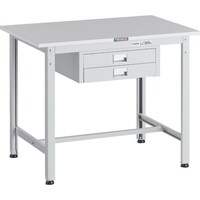 トラスコ中山 TRUSCO 軽荷重作業台(300kg)AE型 900X600XH740 薄型2段引出し付 ホワイト色 RAE0960UDC2W 1台