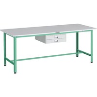 トラスコ中山 TRUSCO 軽荷重作業台(300kg)AE型 1800X750XH740 薄型2段引出し付 ヤンググリーン色 RAE1800UDC2YG 1台