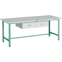 トラスコ中山 TRUSCO 軽荷重作業台(300kg)AE型 1800X750XH740 2列引出し付 ヤンググリーン色 RAE1800FL2YG 1台