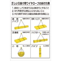 つくし工房 つくし 安全標識 正しい玉掛け用ワイヤロープの掛け方例 53CS 1枚