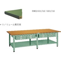 トラスコ中山 TRUSCO 中荷重大型作業台(1500kg)HWD型 1800X1200XH740 2段薄型引出6個・下棚付 グリーン色 RHWD1800LTU6 1台