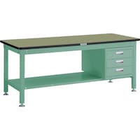 トラスコ中山 TRUSCO 中荷重作業台(1200kg)HW型 1500X900XH740 3段引出付 グリーン色 緑 RHW1509D3 1台