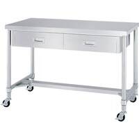 シンコー シンコー ステンレス(SUS430)作業台片面引出付H枠キャスター付 φ75ウレタン車 ステンレス金具 600×450×800 WDHC6045800SU75 1台
