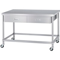 シンコー シンコー ステンレス(SUS430)作業台両面引出付四方枠キャスター付 φ75ウレタン車 ステンレス金具 900×750×800 WDWZC9075800SU75 1台