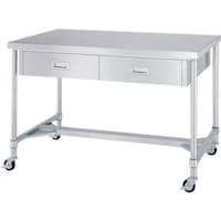 シンコー シンコー ステンレス(SUS430)作業台両面引出付H枠キャスター付 φ100ウレタン車 ステンレス金具 1500×750×800 WDWHC15075800SU100 1台