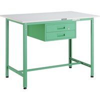 トラスコ中山 TRUSCO 軽荷重立作業台(300kg)HAE型 1200X750XH900 2段引出付 ヤンググリーン色 HAE1200F2YG 1台