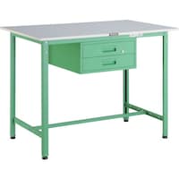 トラスコ中山 TRUSCO 軽荷重立作業台(300kg)HAE型 1200X750XH900 2段引出付 ヤンググリーン色 HRAE1200F2YG 1台