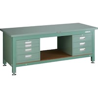 トラスコ中山 TRUSCO 重荷重作業台(3000kg)TWZ型 1800X750XH740 3段・4段引出付 グリーン色 STWZ1800D3D4 1台