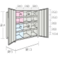 トラスコ中山 TRUSCO スチールラック 軽量棚両開扉・仕切付 875X383X1200 3列4段 ネオグレー 43VT35 1S(1台)