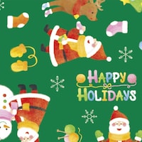 ササガワ ササガワ クリスマス包装紙 包装紙10枚ロール ウールサンタ緑 半才判 4903650 493650 1本(10枚)