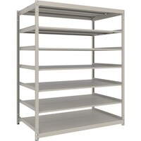トラスコ中山 TRUSCO スチールラック 薄板ラック(棚板分割タイプ、耐荷重100Kg)1800×875×H1800 7段単体 ネオグレー UL6697 1台