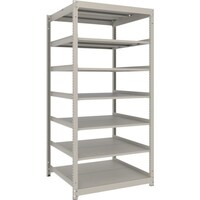 トラスコ中山 TRUSCO スチールラック 薄板ラック(棚板分割タイプ、耐荷重100Kg)1200×595×H1800 7段単体 ネオグレー UL6467 1台