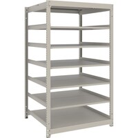 トラスコ中山 TRUSCO スチールラック 薄板ラック(棚板分割タイプ、耐荷重100Kg)900×875×H1500 7段単体 ネオグレー UL5397 1台