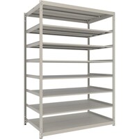 トラスコ中山 TRUSCO スチールラック 薄板ラック(棚板分割タイプ、耐荷重100Kg)1500×595×H2100 8段単体 ネオグレー UL7568 1台