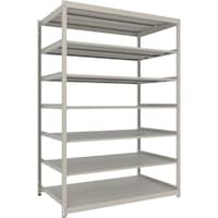 トラスコ中山 TRUSCO スチールラック 薄板ラック(棚板分割タイプ、耐荷重100Kg)1500×595×H2400 7段単体 ネオグレー UL8567 1台