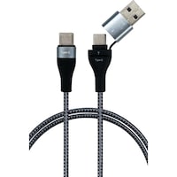 エアージェイ airJ ストロングケーブル2IN1CtoA変換アダプター付き2Mグレー CKJCA2MGY 1個