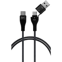 エアージェイ airJ ストロングケーブル2IN1CtoA変換アダプター付き1Mブラック CKJCA1MBK 1個