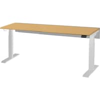 アイリスチトセ IRIS 電動昇降デスク DSDRシリーズ W1600XD700XH607ー1257 天板:ホワイト フレーム:オーク DSDRH167PWO 1台