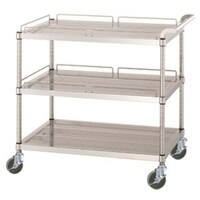 シンコー シンコー ステンレスワゴン(SUS304)天地3段タイプ パンチング棚 ガード付2段ガード無1段 φ100ウレタン車 600×450×800 PMN216045U100 1台