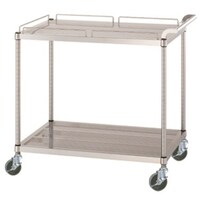 シンコー シンコー ステンレスワゴン(SUS430) 天地2段タイプ パンチング棚 ガード付1段ガード無1段 φ100ウレタン車 600×450×800 PM116045U100 1台