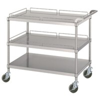 シンコー シンコー ステンレスワゴン(SUS304・ガード付)天地3段タイプガード:2段分φ100ウレタン車900×450×800 MN219045U100 1台