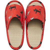 HAGIHARA 萩原 国産い草スリッパ モノネコ レッド 28cm 81945131 1枚