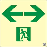 エルティーアイ アルファフラッシュ 非常用標識 高輝度蓄光式誘導標識 ステッカータイプ C級認定品(HP042号) 消防認定品 ←非常口→ SNシリーズ 200mm×200mm 厚さ0.3mm SN943 1枚