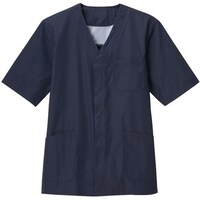 サーウ゛ォ サンペックス 調理衣 半袖 衿なし 飲食店 厨房 ネイビー 3L TP391K33L 1着