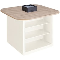 NAIKI キャビネットカウンター スクエアタイプ CF型/脚:ホワイト 天板:サンドオーク/W1400×D1400 CFH1414WPBWSO 1台