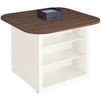 NAIKI キャビネットカウンター スクエアタイプ CF型/脚:ホワイト 天板:ダークウォールナット/W1400×D1400 CFH1414WPBWWN 1台