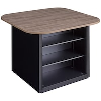 NAIKI キャビネットカウンター スクエアタイプ CF型/脚:ブラック/天板:ショコラアッシュ 幕板:ブラック/W1400×D1400 CFH1414SBCAB 1台