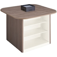 NAIKI キャビネットカウンター スクエアタイプ CF型/脚:ショコラアッシュ/天板:ショコラアッシュ 幕板:ホワイト/W1400×D1400 CFH1414SPBCACAW 1台