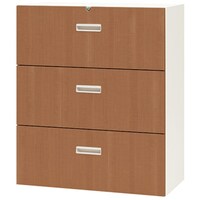 NAIKI ファイル引出し(3段) CW型/扉:ミディアムウォールナット 本体:クリアーホワイト/W899×D450×H1050 CW0911S3WAMW 1台