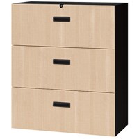 NAIKI ファイル引出し(3段) CW型/扉:サンドオーク 本体:ブラック/W899×D450×H1050 CW0911S3BSO 1台