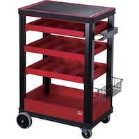 大阪製罐 OS ピットワゴン(両引きスライドタイプ)レッド&ブラック PW2DRB 1台