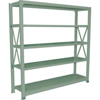 双福鋼器 中量ボルト式ラック 500kg 2400×1200×480 天地5段 単体 ライトグリーン MSH84S5SG 1台