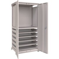 トラスコ中山 TRUSCO M3中量棚 背板・扉付 W900XD595XH1800 中棚1段スライド棚5段 パンチングパネル付 連結 M36363IPP3SDL35SGDB 1台