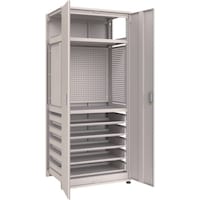 トラスコ中山 TRUSCO M3中量棚 背板・扉付 W900XD595XH2100 中棚2段スライド棚5段 パンチングパネル付 連結 M3U7364IPP3SL35SGRB 1台