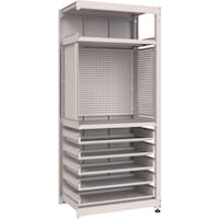 トラスコ中山 TRUSCO M3中量棚 背板付 W900XD595XH2100 中棚2段スライド棚5段 パンチングパネル付 連結 M3U7364IPP3SL35SGB 1台