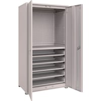 トラスコ中山 TRUSCO M3中量棚 背板・側板・扉付 W900XD595XH1800 中棚1段スライド棚5段 パンチングパネル付 M36363IPP3SDL35SGD 1台