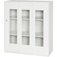 ダイシン DAISHIN 壁面収納庫 窓付き3枚引戸型 下置き専用D450 ホワイト V94511TG 1台