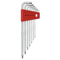 PBスイスツールズ 7本組 セーフティーレンチシリーズ ローレット入 ボール付ロング六角棒レンチセット L型 ホルダー付