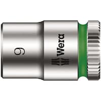 Wera 差込角1/4DR 1/4インチZYKLOPソケット 六角差込サイズ9mm 全長23mm