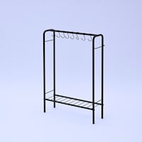 山善 【送料込】YAMAZEN かばん収納ラック 奥行20cm 棚付き S字フック4本付 全体耐荷重35kg マットブラック BBR60(MBK)【メーカー直送/軒先渡し】