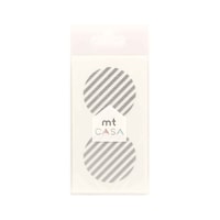 カモ井加工紙 マスキングテープ 丸 10枚入 ストライプ 直径5cm mt CASA seal シルバー MTCDS014 1セット