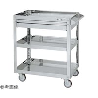 サカエ ステンレススーパーワゴン(SUS304/プレート式ナイロンウレタン車/スチール金具仕様/引出付)W600×D400×H880mm SAP36083ANUJ 1個